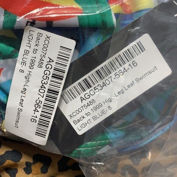 Nasty Gal Tropical Cutout High Leg One Piece Swimsuit 4 NWT - Picture 6 of 6